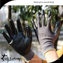 SRSAFETY forro de nylon gris barato y guantes de nitrilo recubiertos de nitrilo de spandex guantes de nitrilo